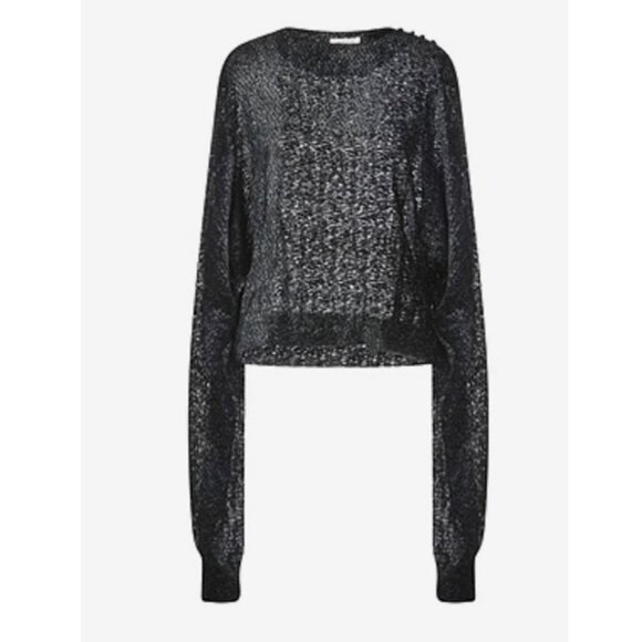 The Attico Woven Long Sleeve Blouse Black size 8